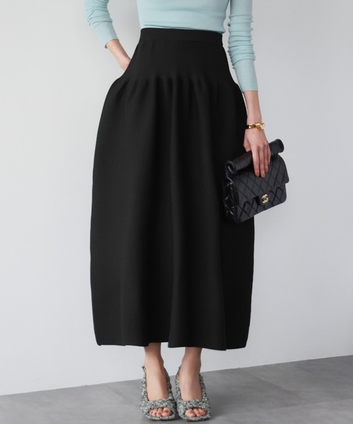 ELFRANK スカート ハイウエストロングニットコクーンスカート