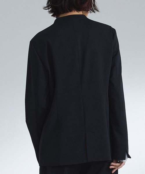 UNITED TOKYO ノーカラージャケット バイカラーノーカラージャケット(2 BLUE GREY): : メンズ