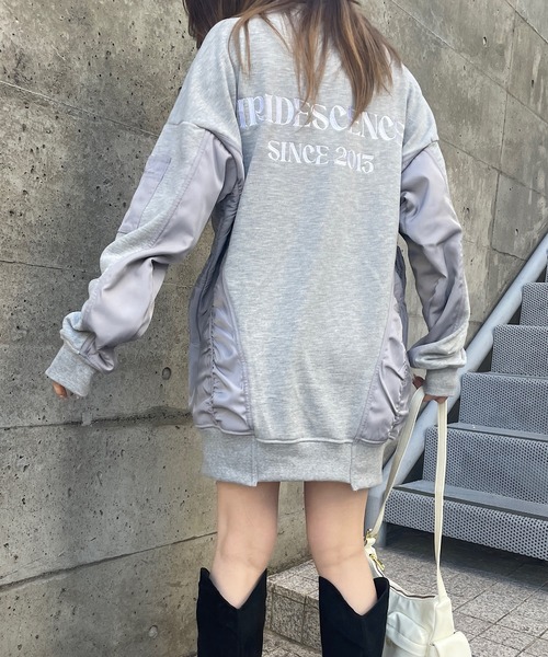トレーナー スウェット ナイロン切替ハーフジッププルオーバー レディース Roger&Raw トレーナー スウェット ナイロン切替ハーフジッププル