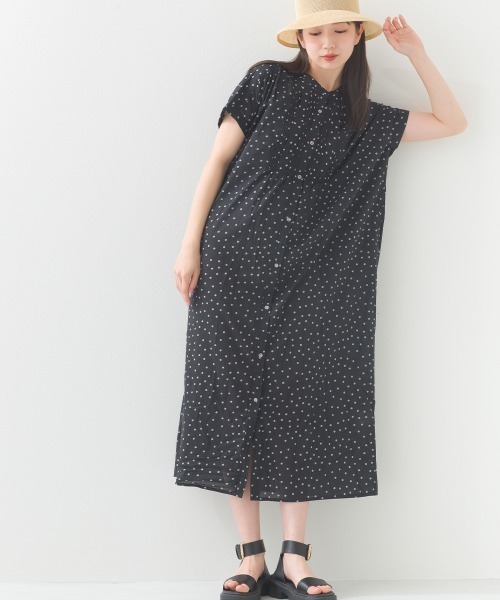 OMNES（オムネス） シャツワンピース コットンボイル総柄半袖シャツ