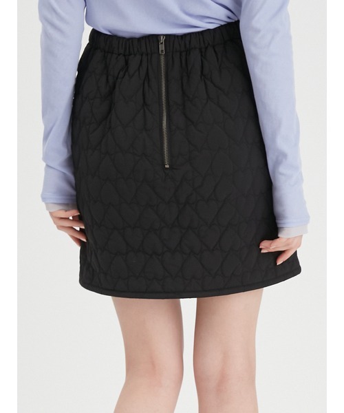 FURFUR ハートキルティング フレアスカート FURFUR ブラック ハート型キルティング フレアスカート