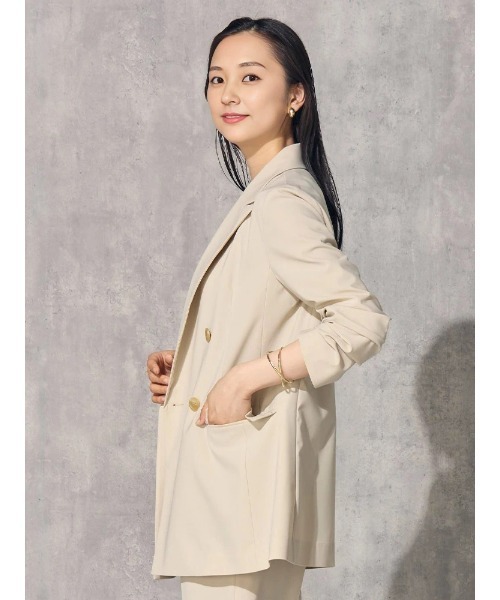 【美品】Beauty&Youth セットアップスーツ ダブル ベージュ AOYAMA 【洋服の青山】レディース ダブルジャケット オール