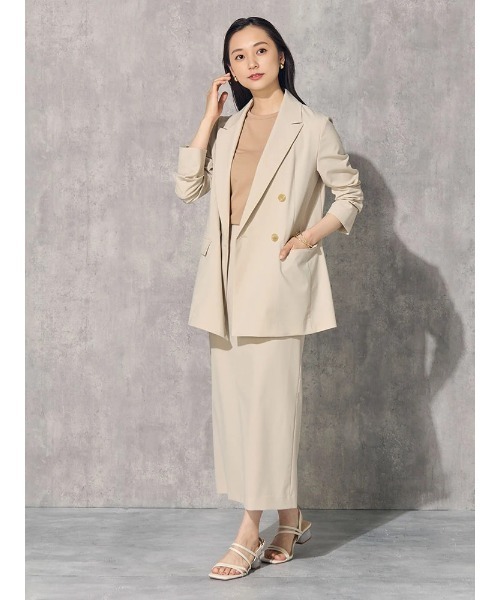 【美品】Beauty&Youth セットアップスーツ ダブル ベージュ アウトレット】UVカット ストレッチ半袖ダブルジャケット