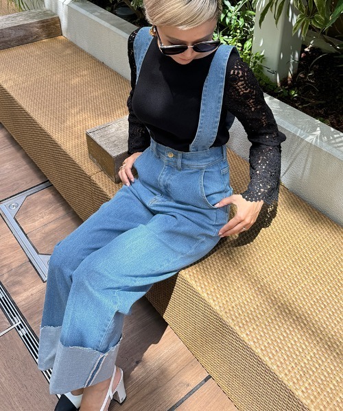 ジーンズ デニム デニムパンツ フレンチルック美脚ワイドデニムパンツ