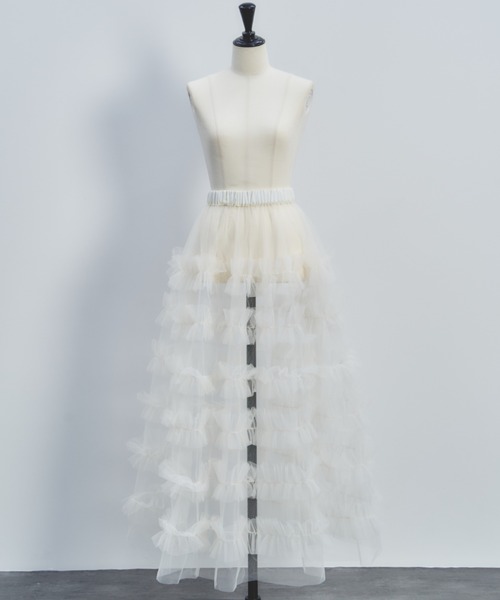 PERNA（ペルナ） スカート シースルーフリルチュールスカート