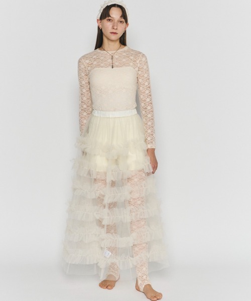 PERNA（ペルナ） スカート シースルーフリルチュールスカート