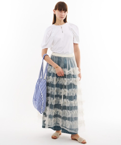 24AW✨美品✨定価約2万✨PERNA シースルーフリルチュールスカート シースルーフリルチュールスカート（スカート）｜PERNA（ペルナ）の