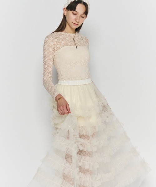 PERNA（ペルナ） スカート シースルーフリルチュールスカート