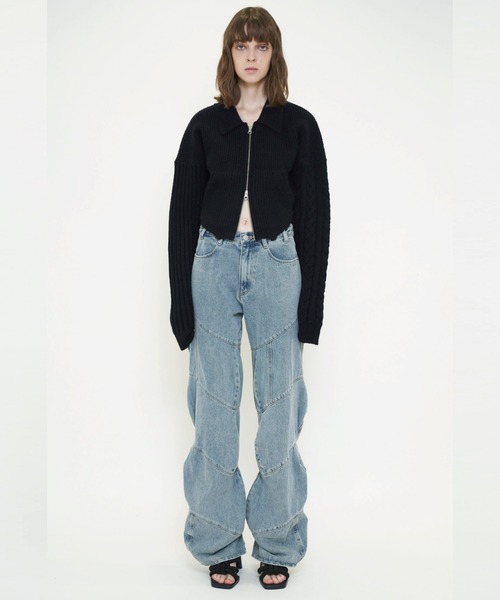 ♪viavanda パンツ VIAVANDA ワイドパンツ ジーンズ デニム デニムパンツ SPIRAL DENIM