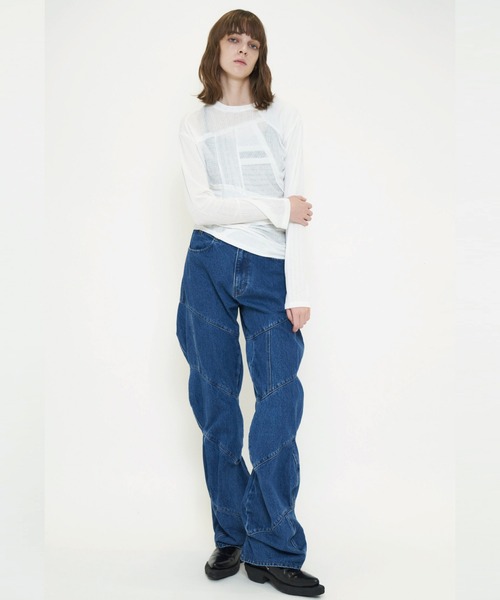 VIAVANDA ワイドパンツ ジーンズ デニム デニムパンツ SPIRAL DENIM