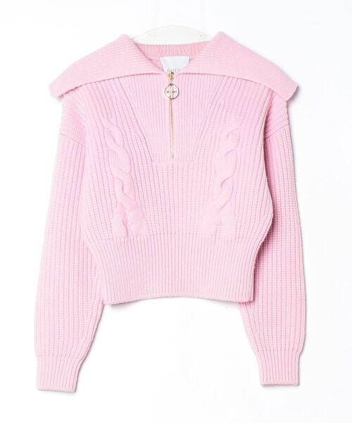 Patou」 ジップアップセーラーカラージャンパー 長袖ニット X-SMALL 