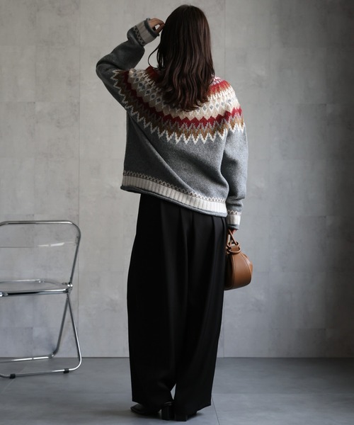 ap retro ニット セーター ノルディック柄ニット/ニットプルオーバー