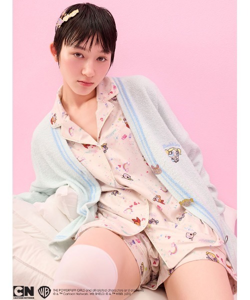 SNIDEL HOME【The Powerpuff Girls】　開襟シャツ The Powerpuff Girls】プリント開襟シャツ(シャツ＆ブラウス