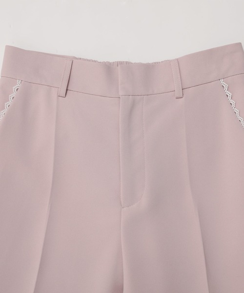Fit more パンツ レーストリムテーパードパンツ レディース