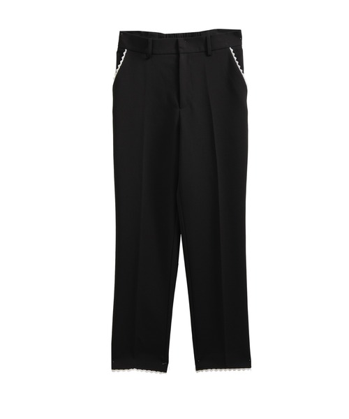 Fit more パンツ レーストリムテーパードパンツ レディース