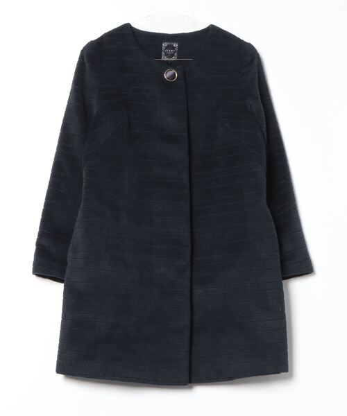「BEAMS HEART」 ノーカラーコート 0 ネイビー レディース_画像3