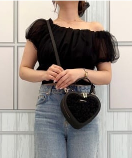 大人気!! SAMANTHAVEGA チュールハート型ショルダーバッグ チュールハート型ショルダーバッグ(FREE ブラック