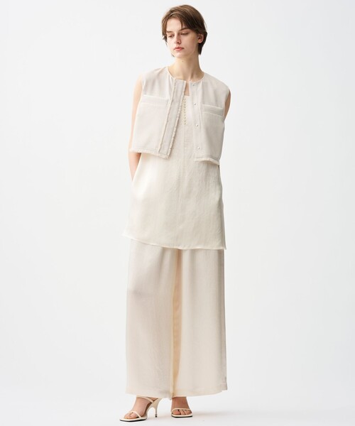 ブラウス シャツ リネンライクツイル ジレブラウス レディース uncrave ブラウス シャツ リネンライクツイル ジレブラウス