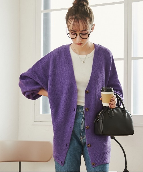 「ANGIE」 ニットカーディガン FREE オレンジ レディース_画像2