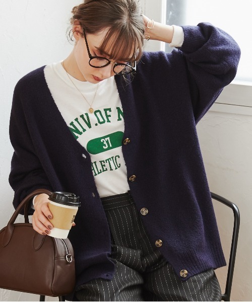 「ANGIE」 ニットカーディガン FREE オレンジ レディース_画像4