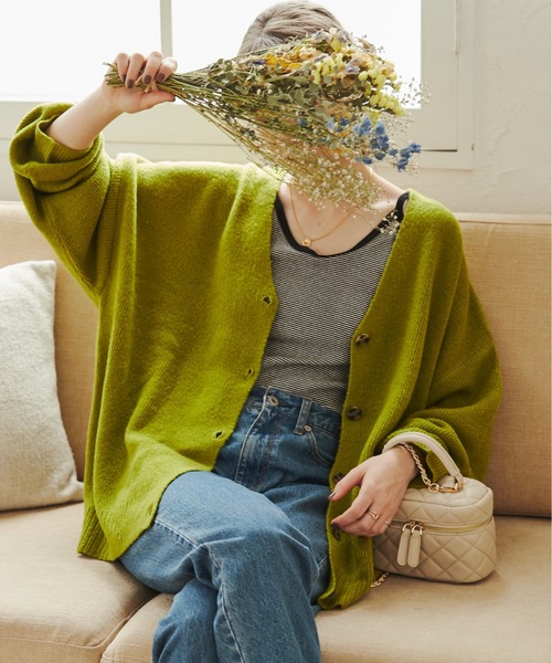 「ANGIE」 ニットカーディガン FREE オレンジ レディース_画像6