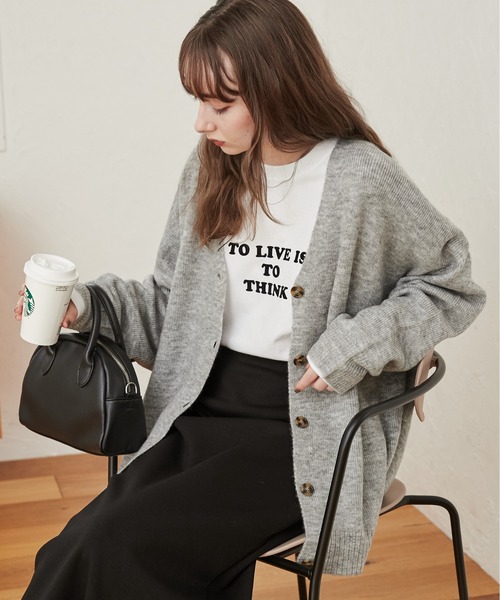 「ANGIE」 ニットカーディガン FREE オレンジ レディース_画像7