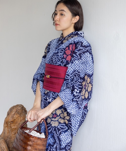 美品　高級浴衣　有松鳴海絞り　草花文　綿　鹿の子絞り　疋田絞り　有松絞り　紺紫白 楽天市場】有松 浴衣 総絞りの通販