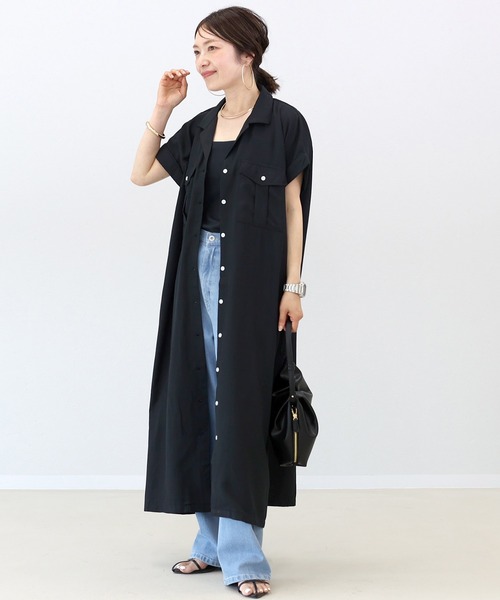新品タグ付★LOROPIANA★リネン★ポケット★チュニック★ワンピース Aletta vita ワンピース リネンライク両ポケシャツワンピース