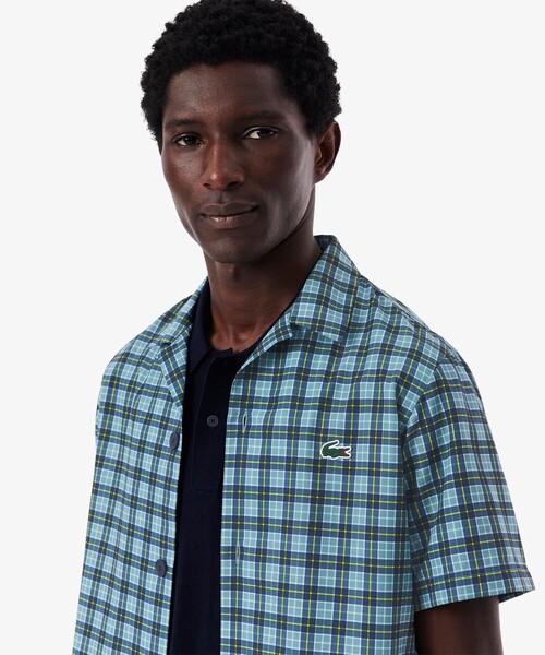 ラコステ（LACOSTE）/ラコステゴルフチェックオープンカラーシャツ LACOSTE（ラコステ） シャツ ラコステゴルフチェックオープンカラー