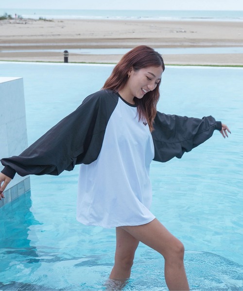 tシャツ LA PALMA /ロキシー水陸両用サンプロテクションラグランスリーブトップス（水着） レディース ROXY tシャツ LA PALMA /ロキシー水陸両用サンプロテクション