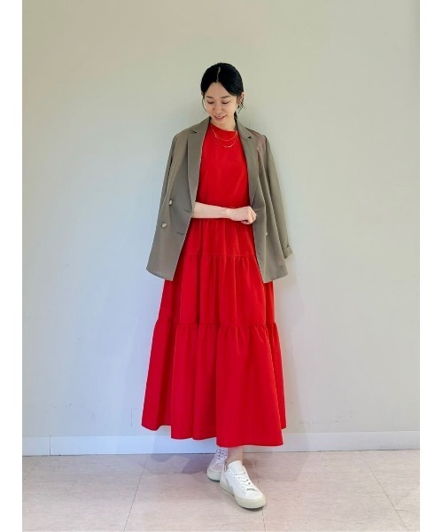 【美品】allureville タイプライターティアードワンピース　レッドS allureville ワンピース タイプライターティアードワンピース