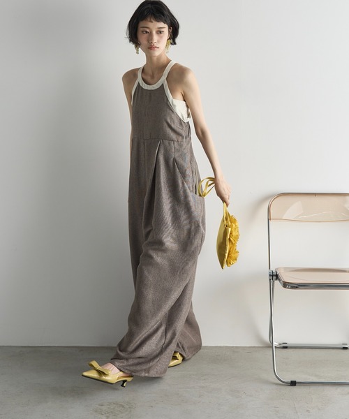 THE Yon オールインワン リネンライクバイカラーパイピングアメスリ