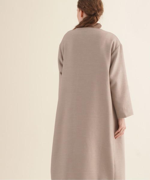 「Kelen」 ノーカラーコート M グレイッシュベージュ レディース_画像3