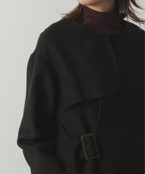 「Kelen」 ノーカラーコート M グレイッシュベージュ レディース_画像9