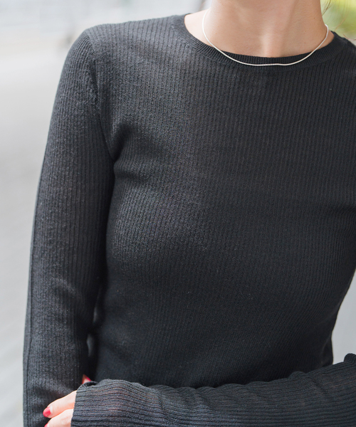 Spick&Span ウォッシャブルシアーリブニット グレー セール】ウォッシャブルシアーリブニット（ニット/セーター）｜Spick