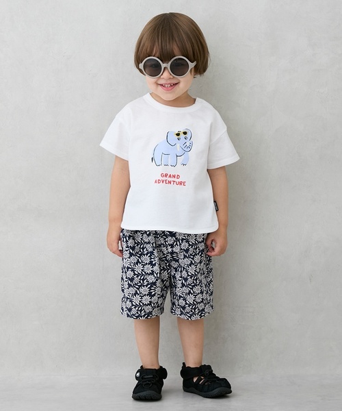 petit main ハーフパンツ パンツ 短パン 総柄ハーフパンツ キッズ 子供