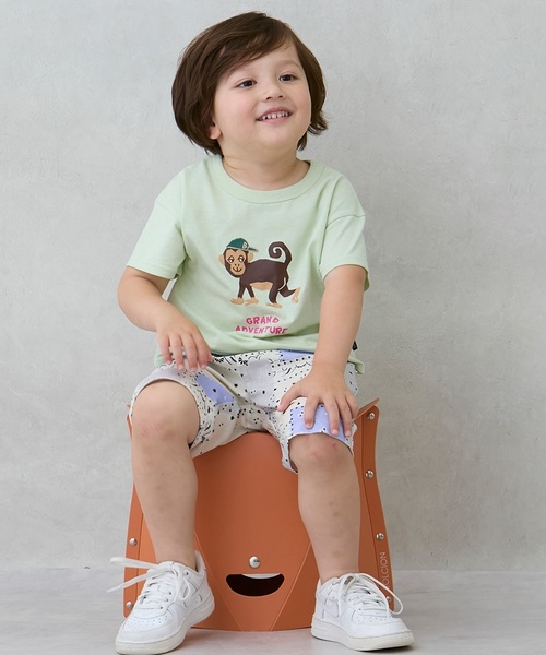 petit main ハーフパンツ パンツ 短パン 総柄ハーフパンツ キッズ 子供