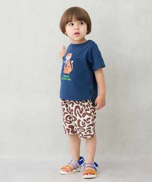 petit main ハーフパンツ パンツ 短パン 総柄ハーフパンツ キッズ 子供