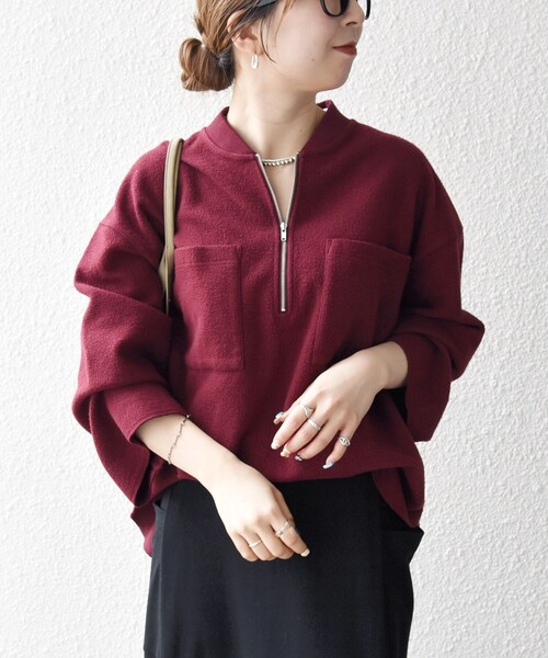 tシャツ SHIPS any:「洗濯機可能」フリース ライク ハーフジップ ポケット プルオーバー レディース | SHIPS any | 13
