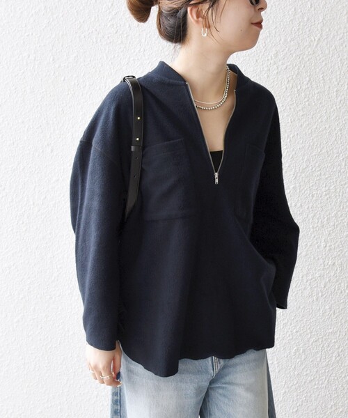 tシャツ SHIPS any:「洗濯機可能」フリース ライク ハーフジップ ポケット プルオーバー レディース | SHIPS any | 20