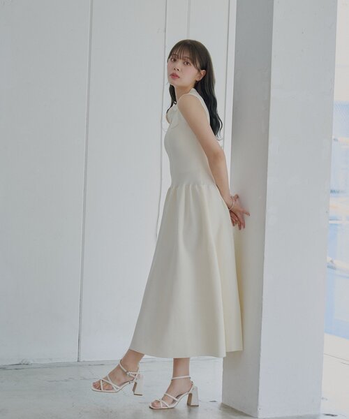 Chico ワンピース 「SALON by Chico」襟付ドッキングフレア