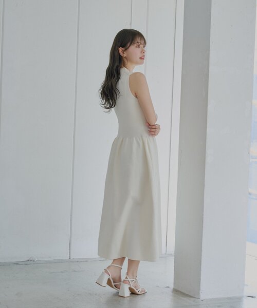 Chico ワンピース 「SALON by Chico」襟付ドッキングフレア