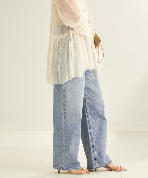 おもち　新品Plage R’IAM WIDE デニム ブルーA 34 プラージュ Plage R'IAM ルーズワイドデニム （ブルー A