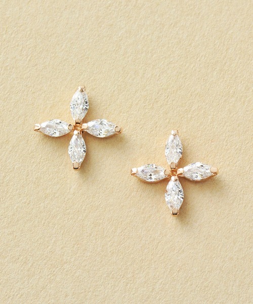 TAKE-UP ピアス 「Lively」K10 フラワー ワンポイントピアス( PG