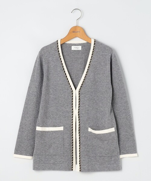 NOLLEY'S - NOLLEY'S ♡ ノーリーズ　カーディガン　フェザーヤーンVネック　タグ付き NOLLEY'S カーディガン チェーンブレード長めVネック