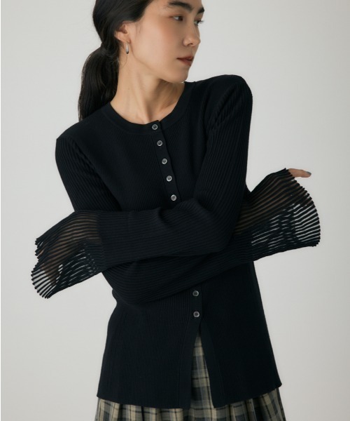 crie conforto カーディガン スリーブシアーリブカーディガン 冬服 