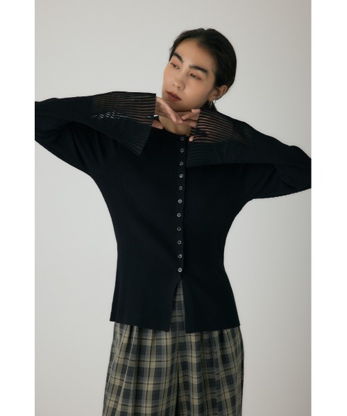 crie conforto カーディガン スリーブシアーリブカーディガン 冬服 