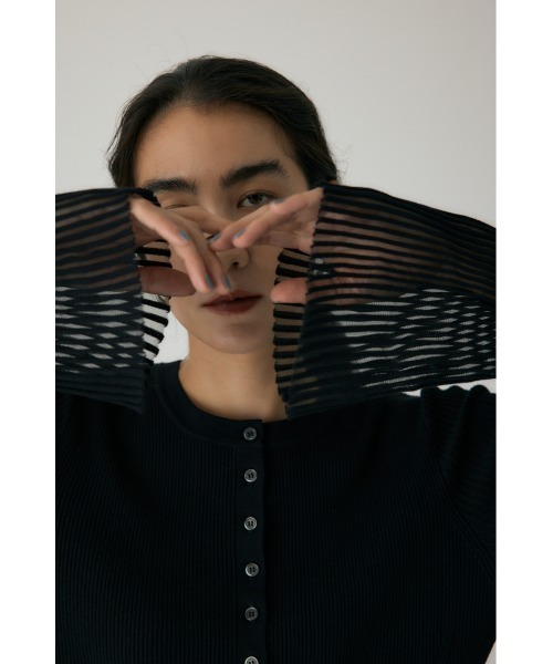 crie conforto カーディガン スリーブシアーリブカーディガン 冬服 