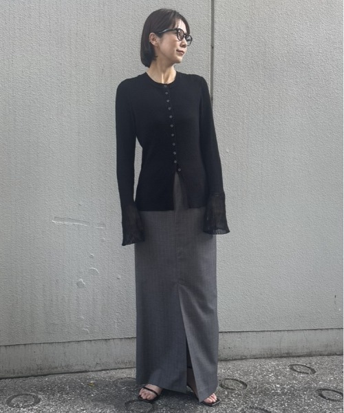 crie conforto カーディガン スリーブシアーリブカーディガン 冬服 