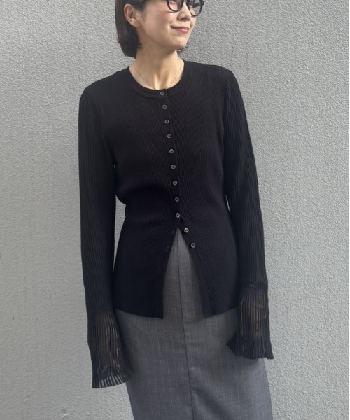 crie conforto カーディガン スリーブシアーリブカーディガン 冬服 